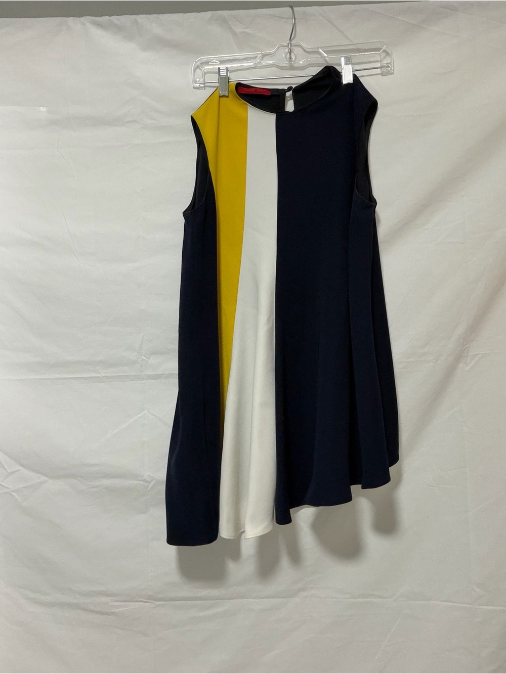 Carolina Herrera Navy, White & Mustard Colorblock Sleeveless Tunic